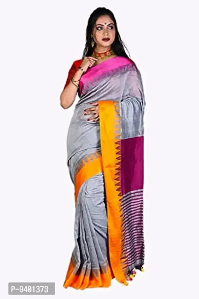 Sushrita Boutique Womens Floral Solid Woven Handloom Saree (Temple_4)-thumb0