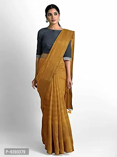 Sushrita Boutique Womens Traditional Prints Solid Khadi Handloom Saree (Plain Cotton-yellow)-thumb0