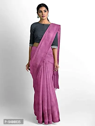 Sushrita Boutique Womens Traditional Prints Solid Khadi Handloom Saree (Plain Cotton-pink)