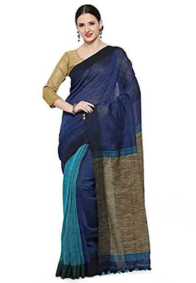 Sushrita Boutique Womens Traditional Prints Solid Woven Handloom Saree (Katia_P)