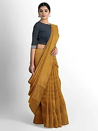 Sushrita Boutique Womens Traditional Prints Solid Khadi Handloom Saree (Plain Cotton-yellow)-thumb1