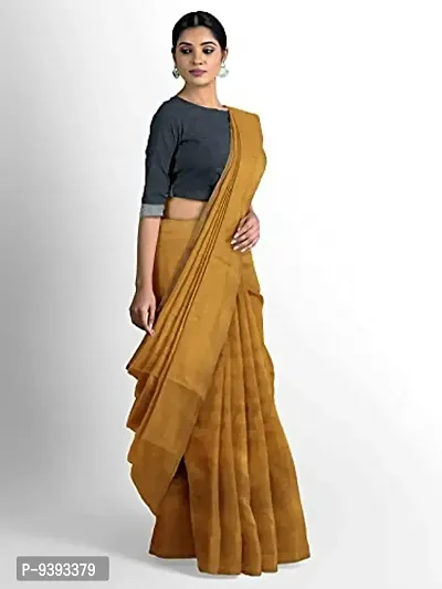 Sushrita Boutique Womens Traditional Prints Solid Khadi Handloom Saree (Plain Cotton-yellow)-thumb2