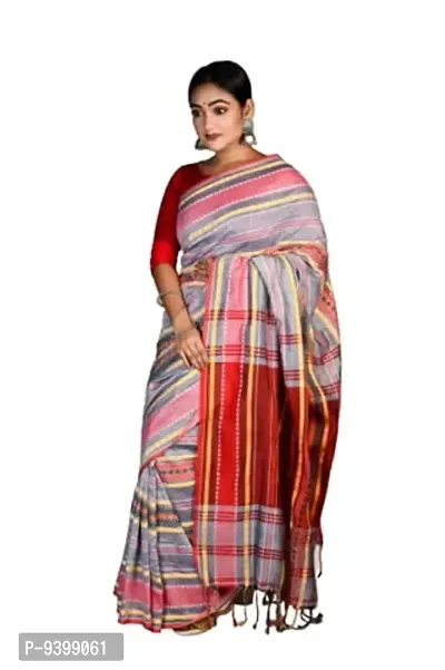 Sushrita Boutique Womens Traditional Prints Solid Woven Handloom Saree (Dhaniakhali-40)