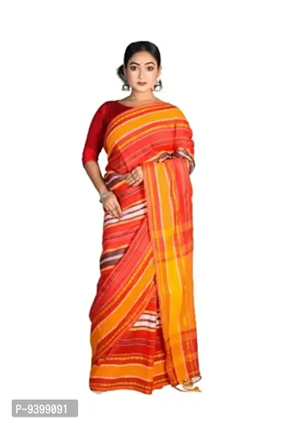 Sushrita Boutique Womens Traditional Prints Solid Woven Handloom Saree (Dhaniakhali-1)