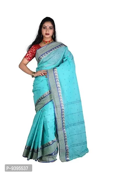 Sushrita Boutique Womens Traditional Prints Solid Tangail Handloom Saree (Kolka Par- 10)