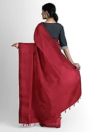 Sushrita Boutique Womens Traditional Prints Solid Khadi Handloom Saree (Plain Cotton-red)-thumb2