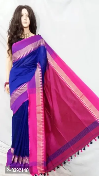 Multicoloured Cotton Silk Saree with Blouse piece-thumb0