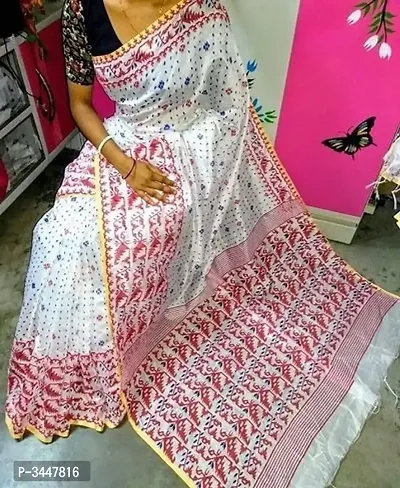 Alluring Jamdani Silk Saree With Blouse Piece-thumb0