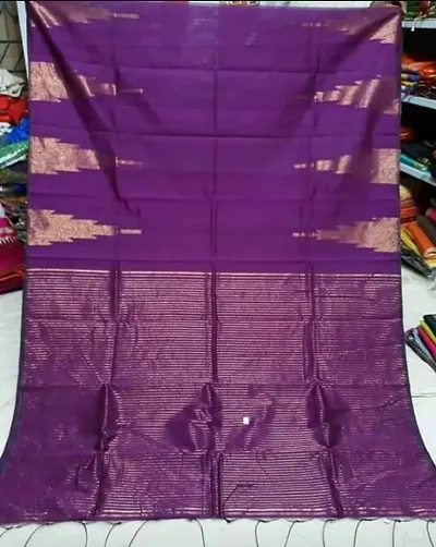 New Cotton Silk Shantipur Temple Handloom Sarees with Blouse Piece