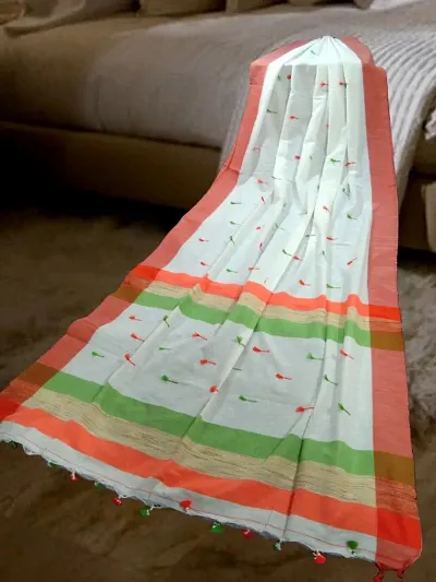 Stylish Cotton Handloom Woven Saree With Blouse Piece