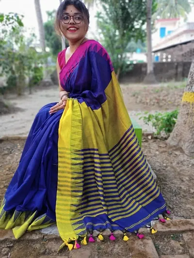 Trendy Designer Cotton Saree with Blouse piece