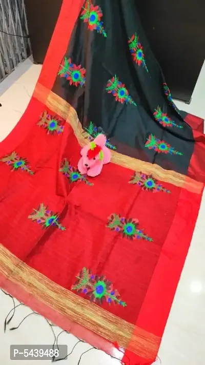 Stylish Cotton Silk Woven And Tassel Work Saree With Blouse Piece-thumb0