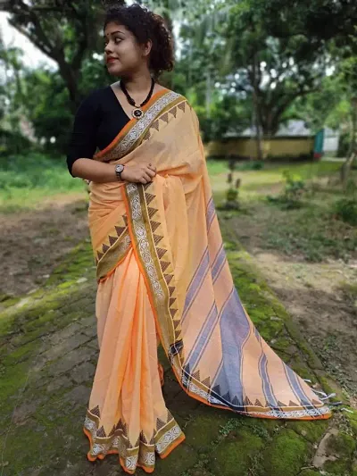 Stylish Cotton Handloom Saree With Blouse Piece