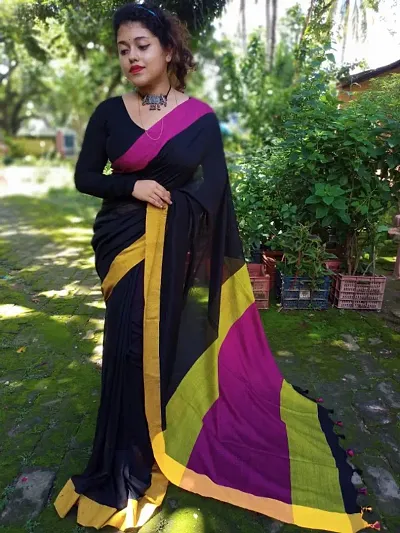 Trending Khadi Cotton Solid Sarees