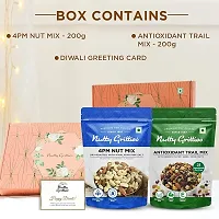 Nutty Gritties Signature Diwali Dry Fruits Gift Box- 400 GramsG - Antioxidant Mix, 4 Pm Nut Mix Combo And Diwali Greeting Card- 400 Grams-thumb1