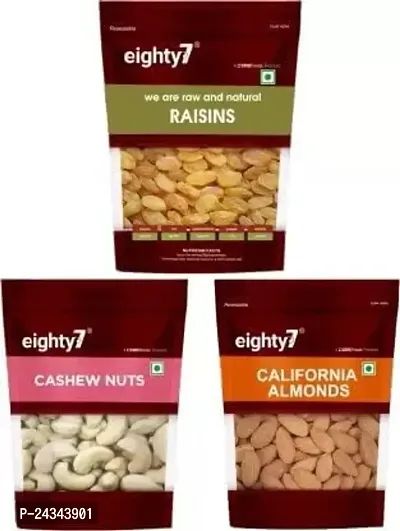 Eighty7 Mixed Dry Fruits Combo - California Almonds, Cashews And Raisins-750 Grams, Pack Of 3