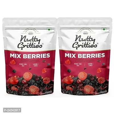 Nutty Gritties Mix Berries - Dried Cranberries, Blueberries, Strawberries, Black Currants- 400 Grams, Pack Of 2