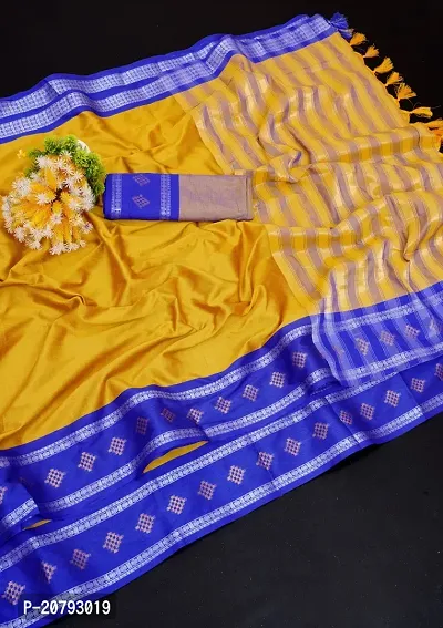 Beautiful Cotton Silk Saree With Blouse Piece-thumb0