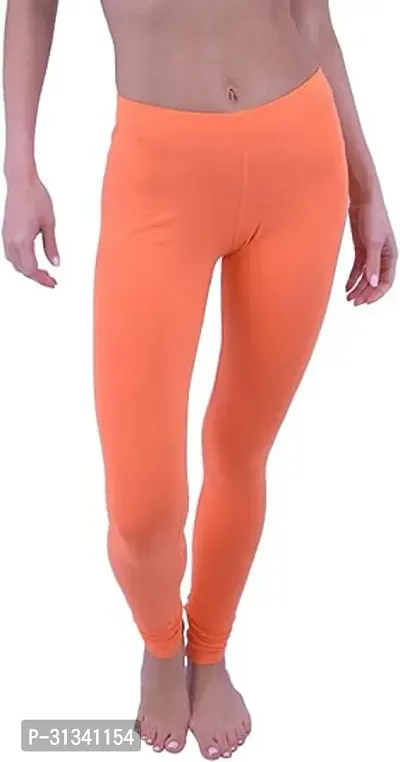 Stylish Orange Solid Leggings For Women-thumb0