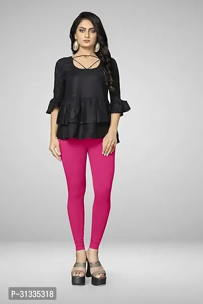 Stylish Pink Solid Leggings For Women-thumb0