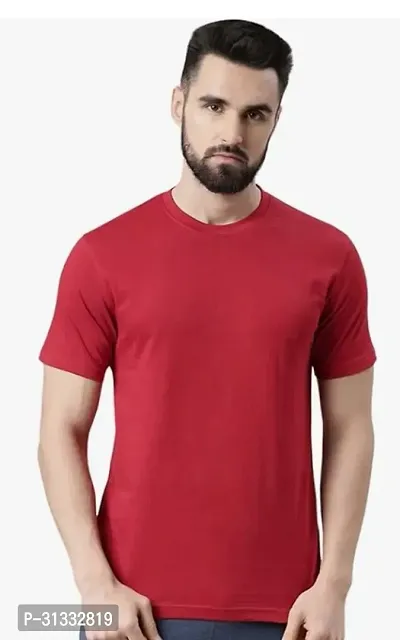 Stylish Red Polyester Solid T-Shirt For Men-thumb0