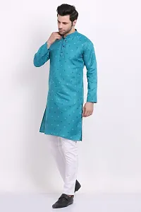 Blue Cotton Kurtas For Men-thumb1