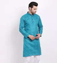 Blue Cotton Kurta Set For Men-thumb4