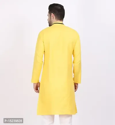 Yellow Cotton Kurtas For Men-thumb2