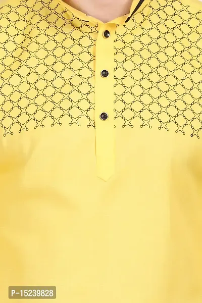 Yellow Cotton Kurtas For Men-thumb4