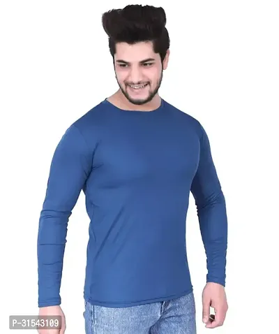 Reliable Polyester Solid Round Long Sleeves Neck Tees For Men-thumb0