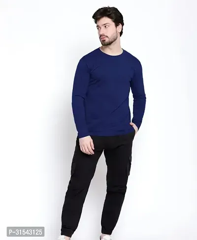 Reliable Polyester Solid Round Long Sleeves Neck Tees For Men-thumb0