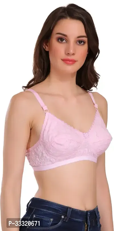 Stylish Pink Cotton Blend Solid Bras For Women-thumb3