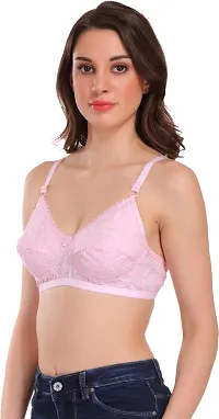 Stylish Pink Cotton Blend Solid Bras For Women-thumb1