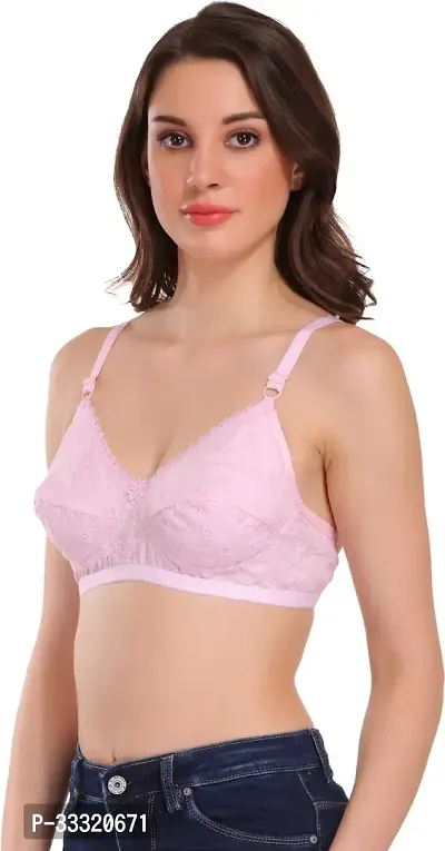 Stylish Pink Cotton Blend Solid Bras For Women-thumb2