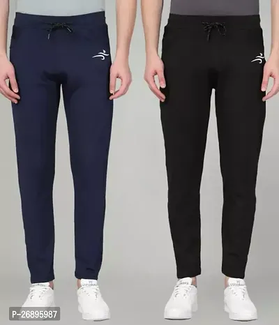 Classic Silk Blend Solid Track Pants for Men Pack of 2