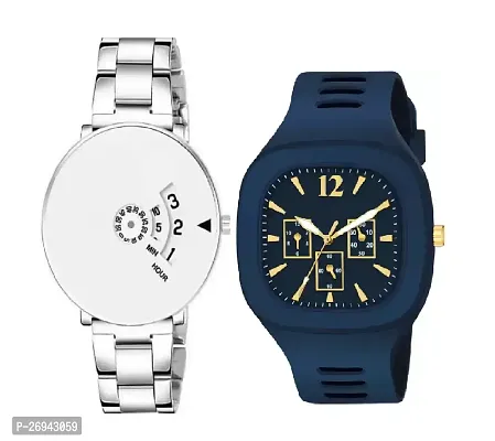 White Analog Watch  Blue Miller Watch For Men Combo2