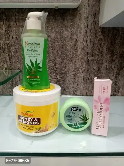 Honey Moisturizing Skin Cream 800 ml With Vitamin-E Aloe Vera Cream 100 ml  Himalaya Neem Face 200 ml Wash Free White Tone Cream  25 .gm For Men  Women   Combo 4-thumb0