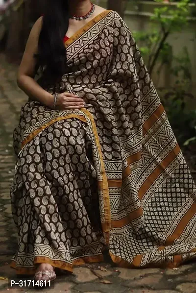 Stylish Cotton Silk Multicolored Printed Saree with Blouse piece-thumb0