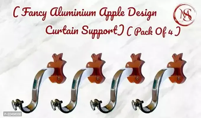 Aluminium Apple Curtain Support Rod Brackets Clamps Holders Hooks ( Pack of 4 ) | Grommets | Best Quality Curtain Support | Curtain Brackets | Heavy Quality | Fancy Design | 100% Aluminium | Lowest Price