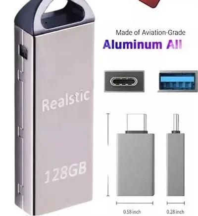 Realstic Pendrive 128Gb High Speed 3.0 Usb Pendrive 128 Gb Pen Drive (Silver)(07) 128 Gb Pen Drivenbsp;nbsp;(Silver)