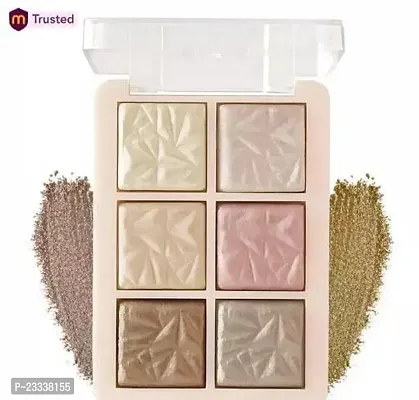 6 Shade Metallic Illuminating Blusher and Brick Highlighter Palette - Shade- 03, 12g-thumb0