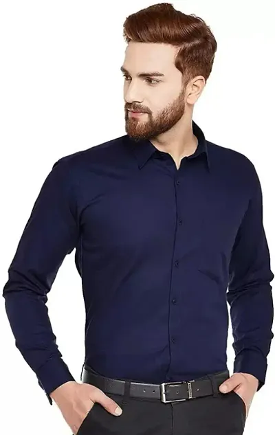 Men's Solid Cotton Blend Casual Shirt
