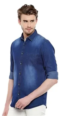 Denim Solid Casual Shirt For Men-thumb1