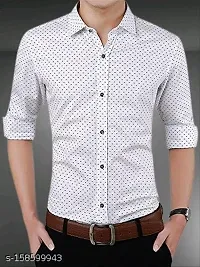 White Cotton Solid Casual Shirts For Men-thumb2