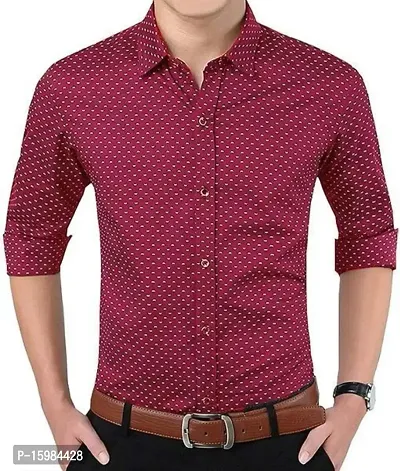 Mens Regular Fit Cotton Dotted Casual Shirts-thumb2