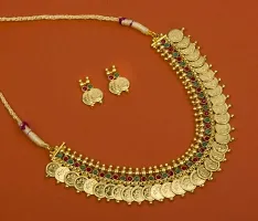 Beautiful Brass Golden Necklace with Earrings-thumb3