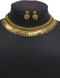 Beautiful Brass Golden Necklace with Earrings-thumb2