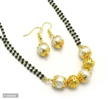Trendy Brass Gold-plated Jewel Set  (White, Gold) 19 Inch