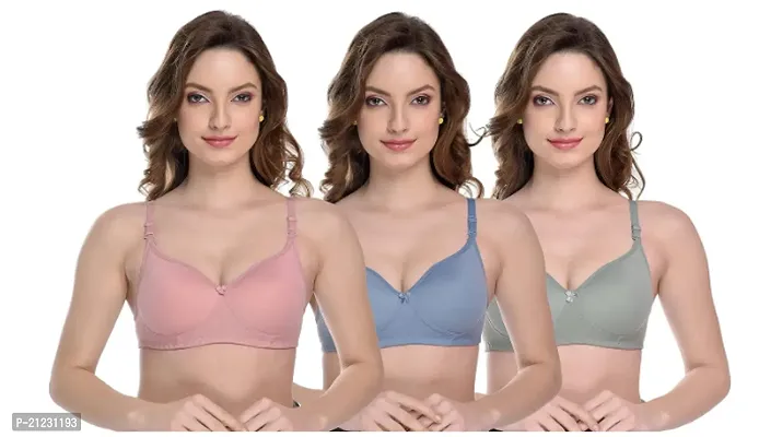 Stylish Women Cotton Silk Basic Bra Pack of 3