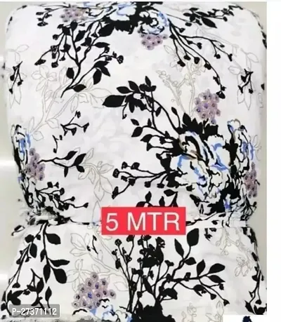 Elegant White Crepe Floral Print Fabric For Women